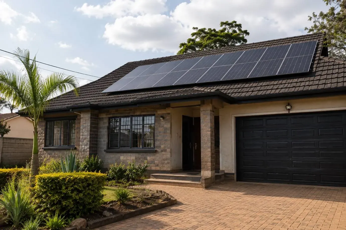 Modern home with rooftop solar installation